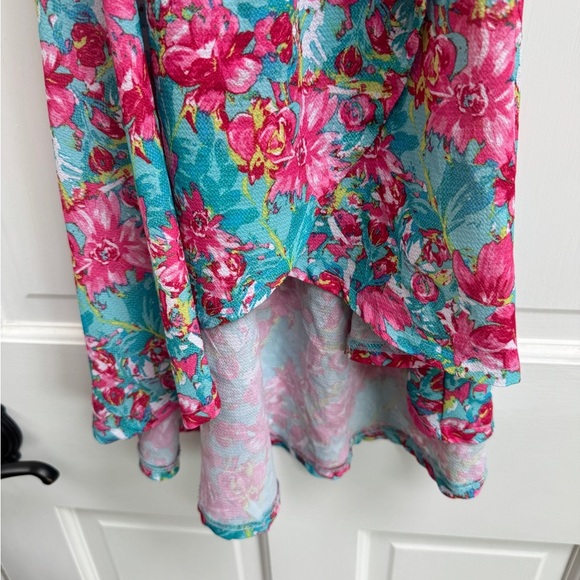 NWOT Vince Camuto 4T Girls Multicolor Floral High Low Tulip Short Sleeve Dress - Picture 3 of 7